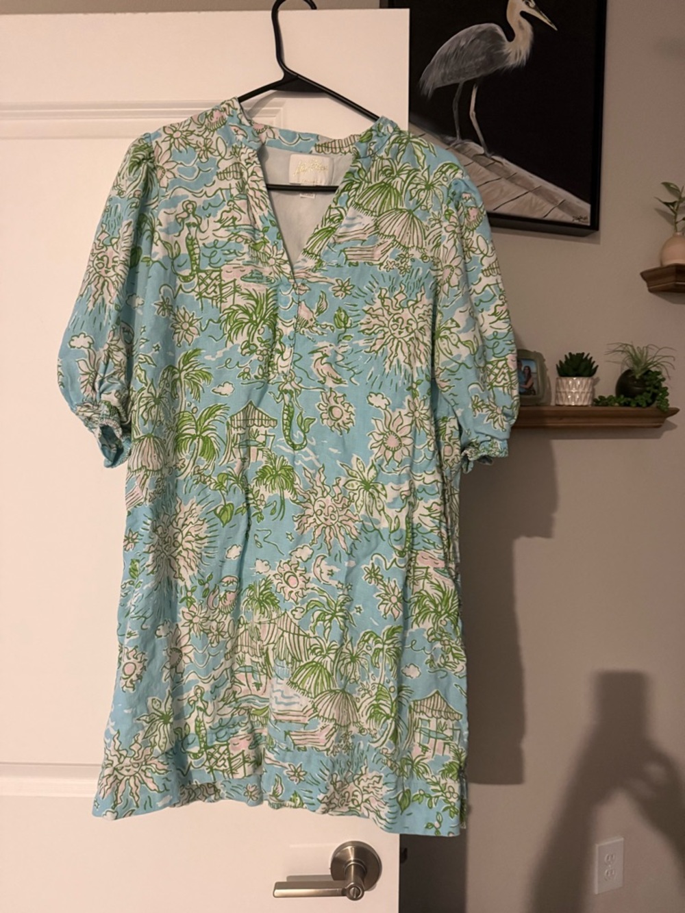 Lilly Pulitzer Light Blue, Green & White Asymmetrical Dress